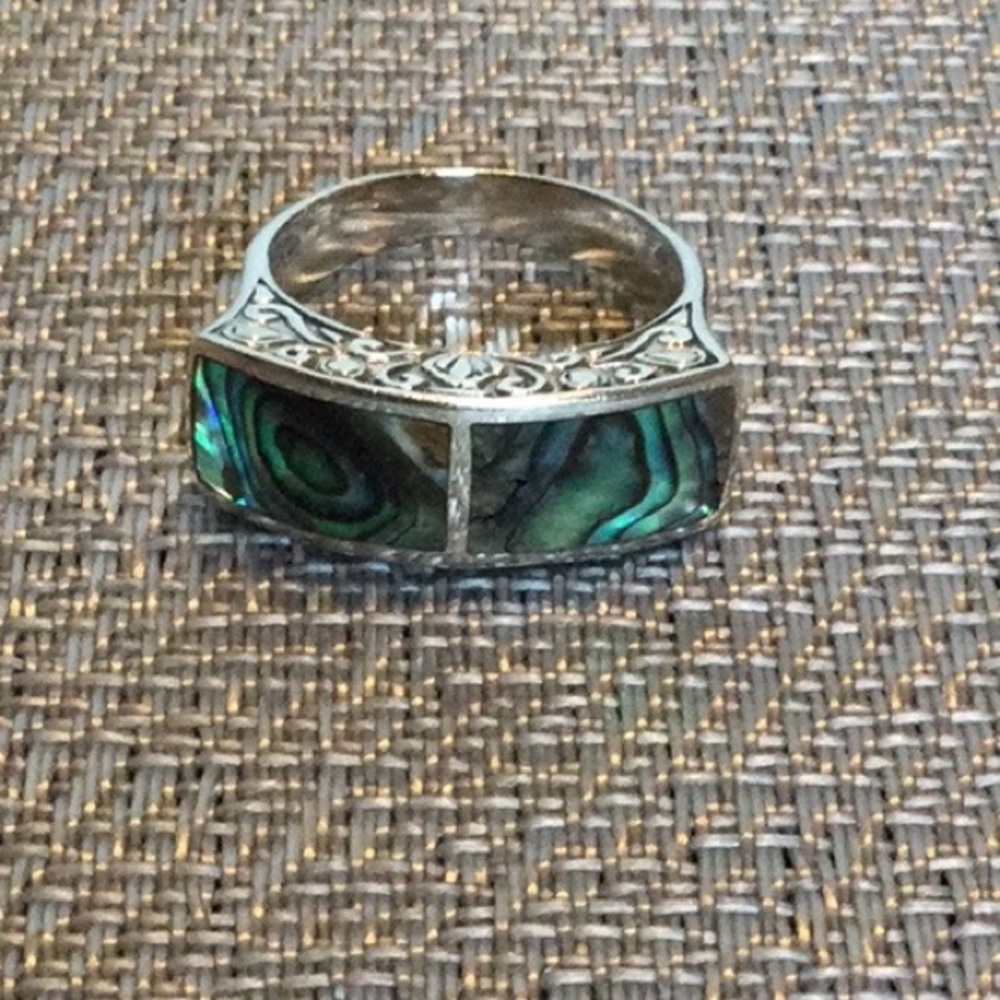 Abalone Silver Ring - image 1
